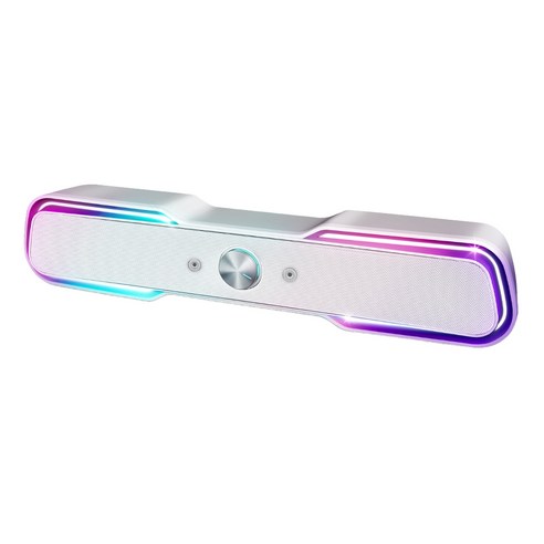 로이체 2채널 멀티미디어 RGB 레인보우 LED 게이밍 사운드바 스피커 화이트.webp