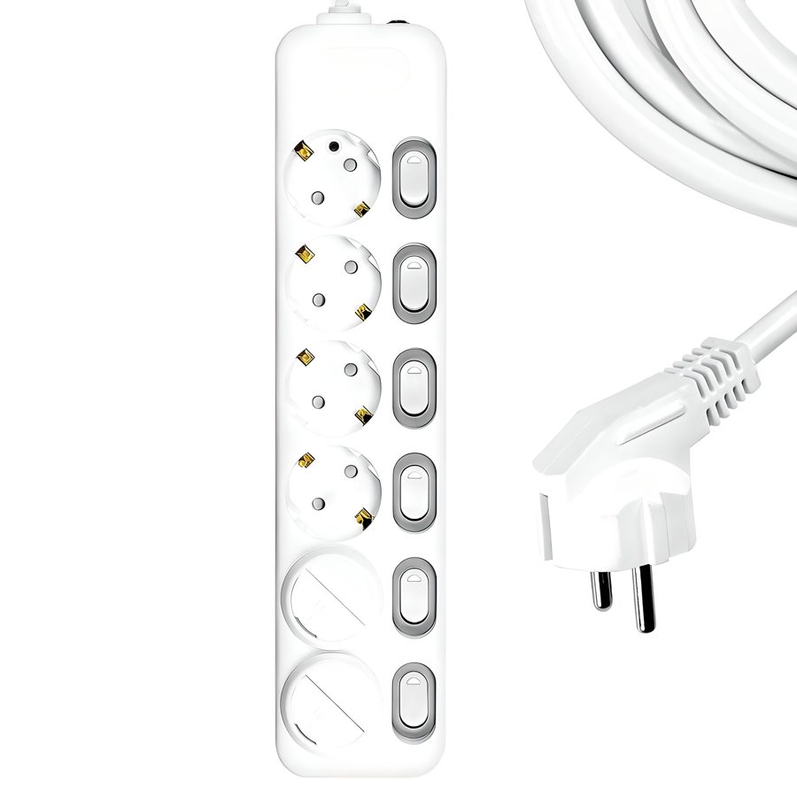 써지오 개별스위치 멀티탭 6구 DH-1668-MT + 안전커버 2p 랜덤 발송