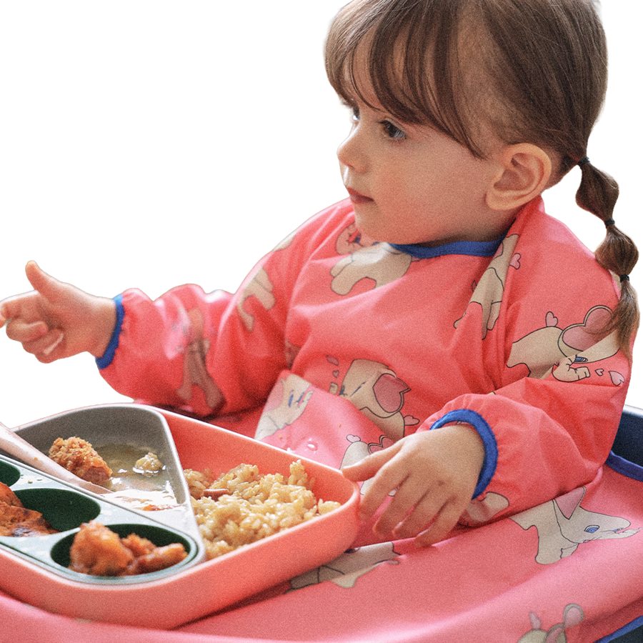 오우아스튜디오 자기주도 이유식 턱받이 식탁일체형 2way 지퍼형