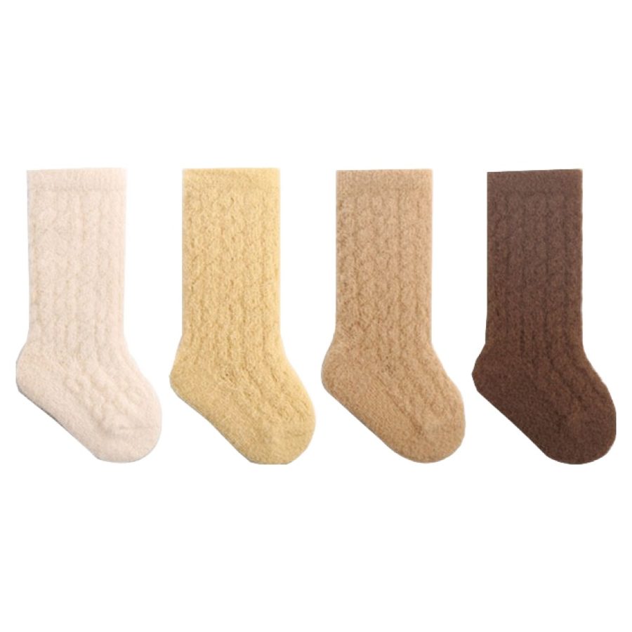 솔리드 밍크털 보온 양말 4켤레 세트
