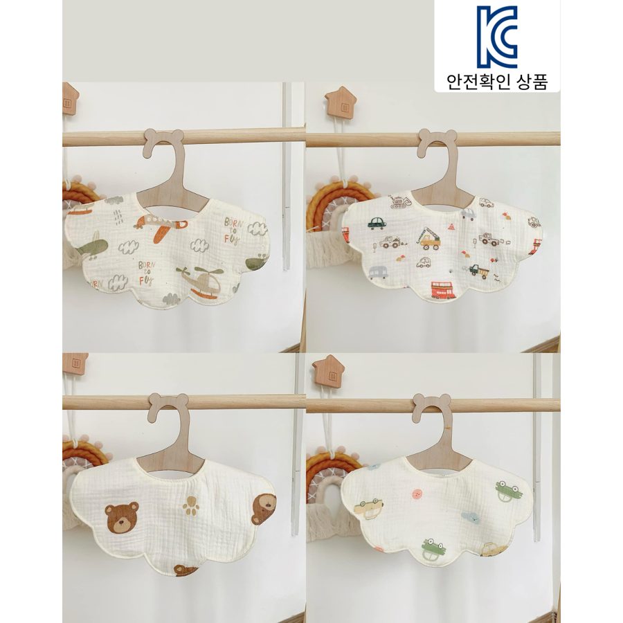 아기 고급순면 턱받이 유아 침받이 스카프 고급거즈 4종 세트 국내 제품