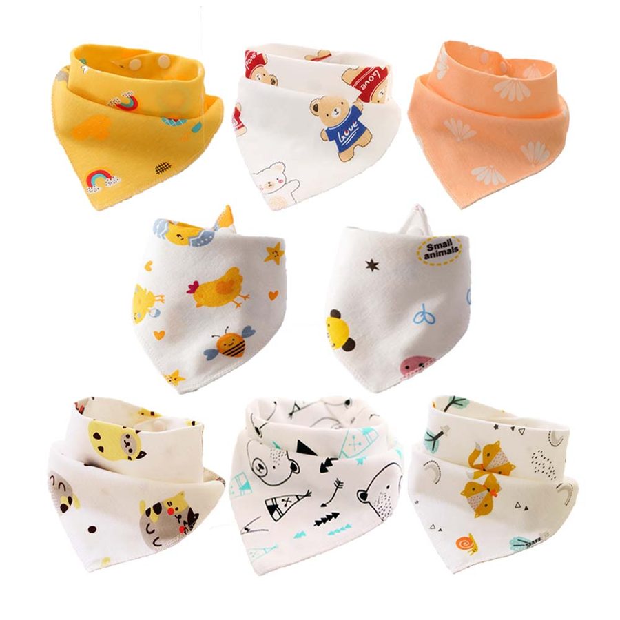 감성팩토리 삼각 순면 투버튼 턱받이 8종