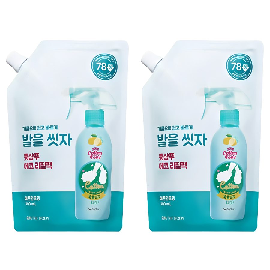 온더바디 코튼풋 발을 씻자 풋샴푸 레몬민트향 에코 리필팩