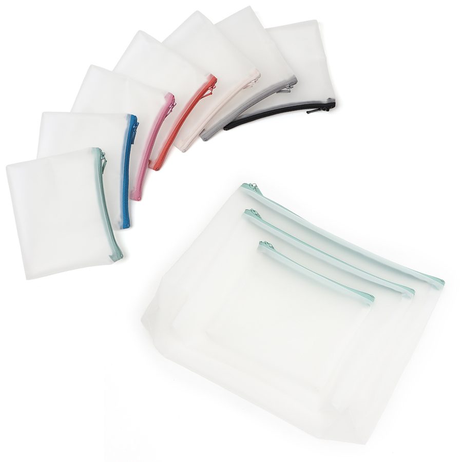 KC인증 어린이집 준비물 말랑말랑 파우치 3종 세트 S M L 투명 말랑 TPU 지퍼파우치 등원 유치원용 베베띵