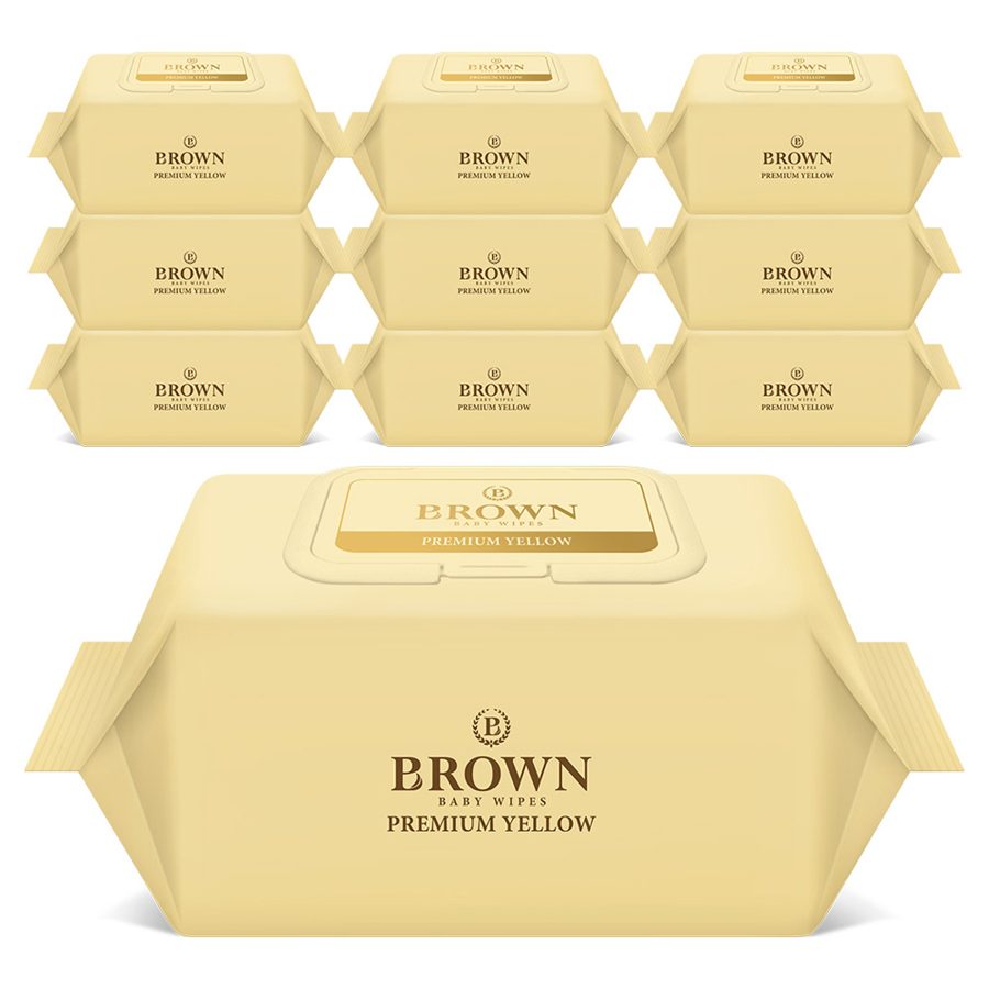 브라운 프리미엄 옐로우 아기물티슈 캡형