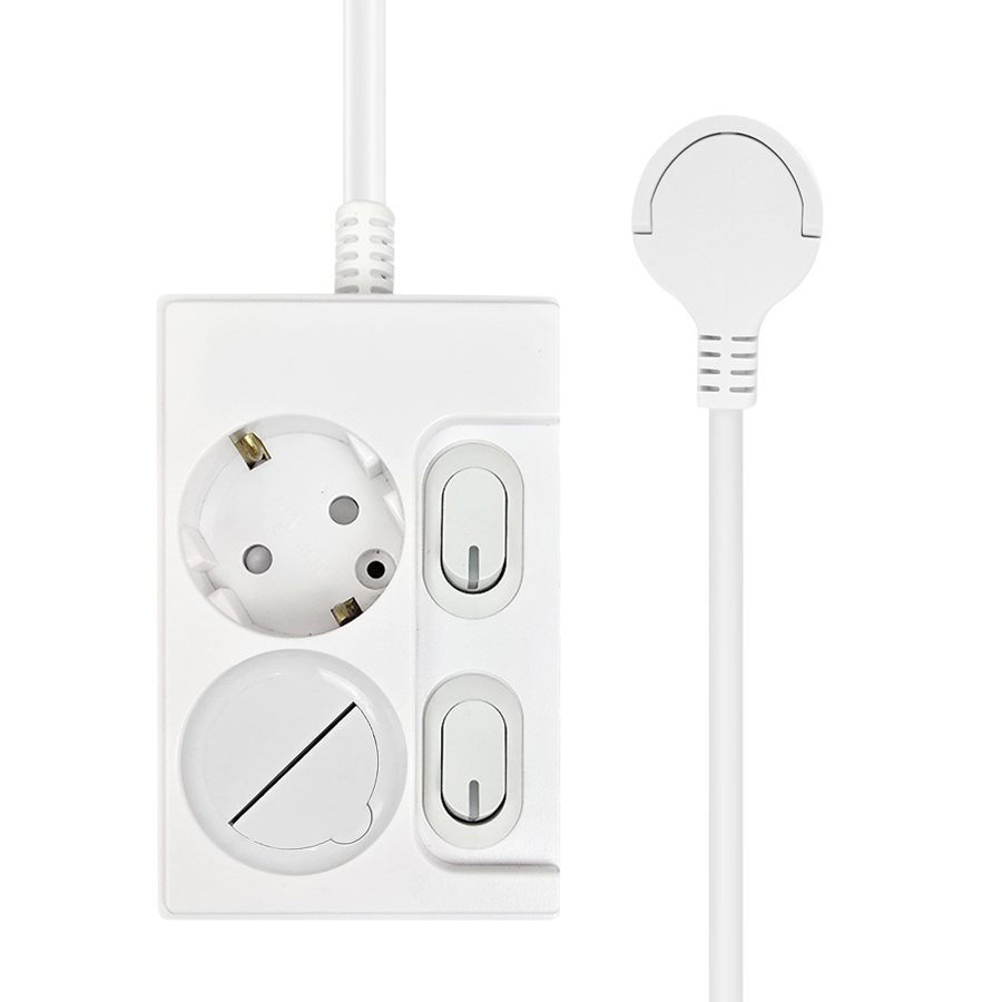 원스탑 재로갭 슬림 개별 스위치 멀티탭 2구 16A + 안전커버