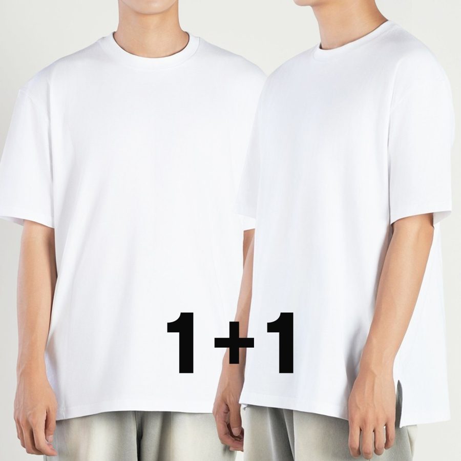 FITOJIM 레이어드 20수 면 트임 반팔 티셔츠 2장세트