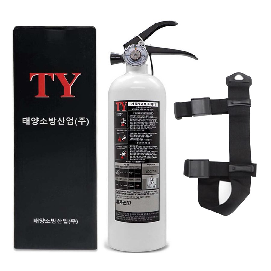 케이파이어 한국소방 차량용 ABC 분말 소화기 화이트 + 스트랩 세트