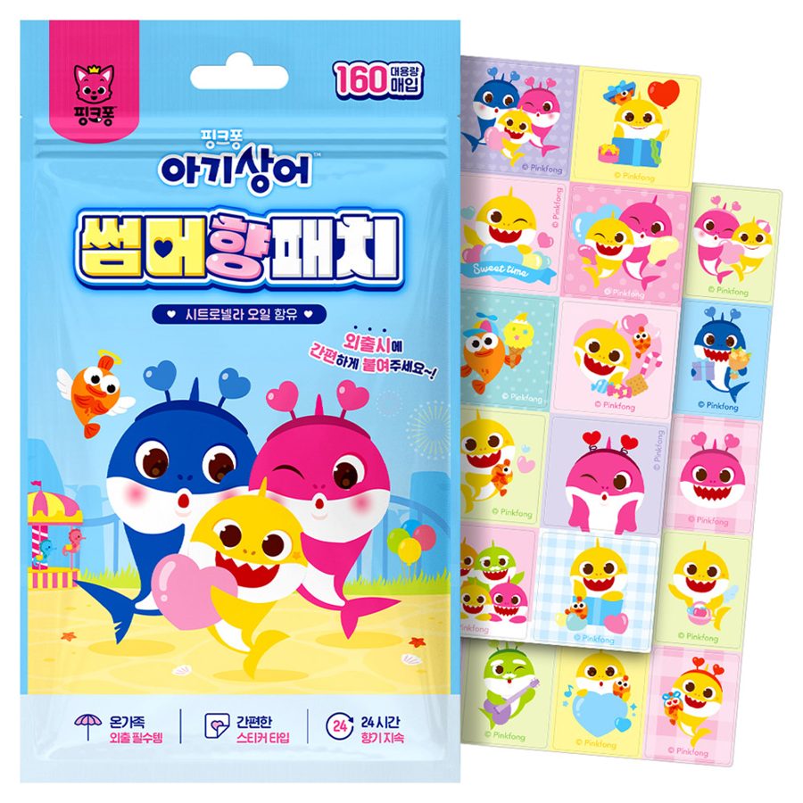 아텍스 유아용 핑크퐁 아기상어 썸머향패치 대용량 160p