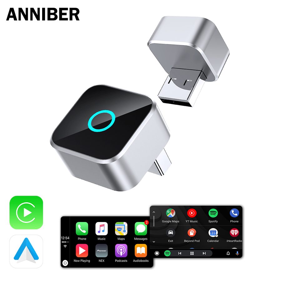 [3년 무상 품질 보증]ANNIBER 정품 초미니 무선 애플 카플레이 안드로이드 오토 2in1 스마트 차량용 무선 카플레이 미러링 동글