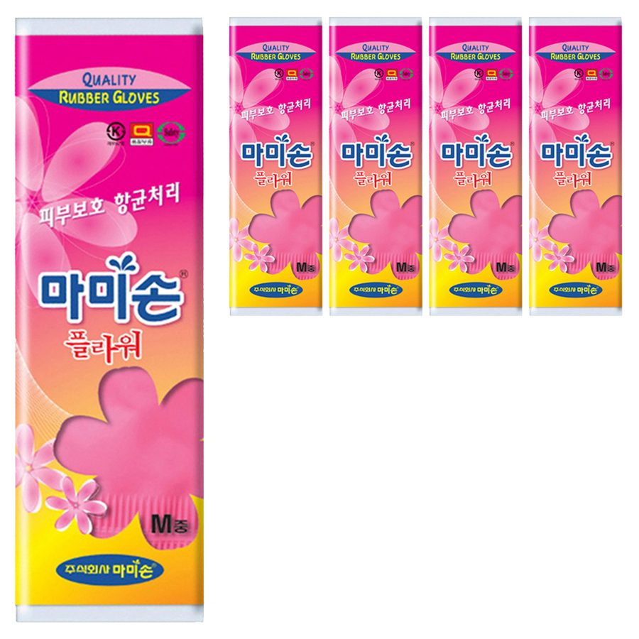 마미손 플라워 고무장갑 중(M)